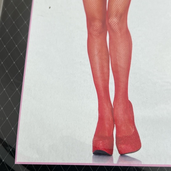 Leg Avenue Nylon Fishnet Pantyhose, Red Plus Size - Picture 3 of 9